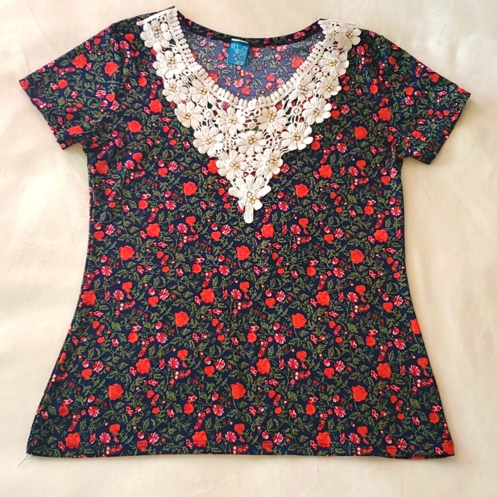 Floral and crochet top